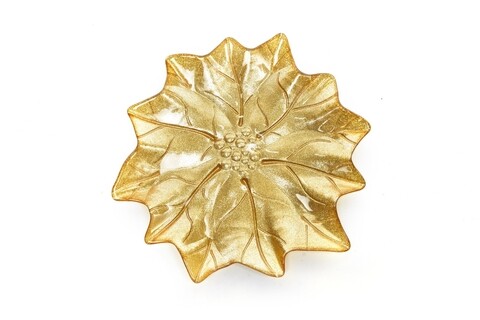 Platou christmas star, mercury, Ø37 cm, sticla, auriu