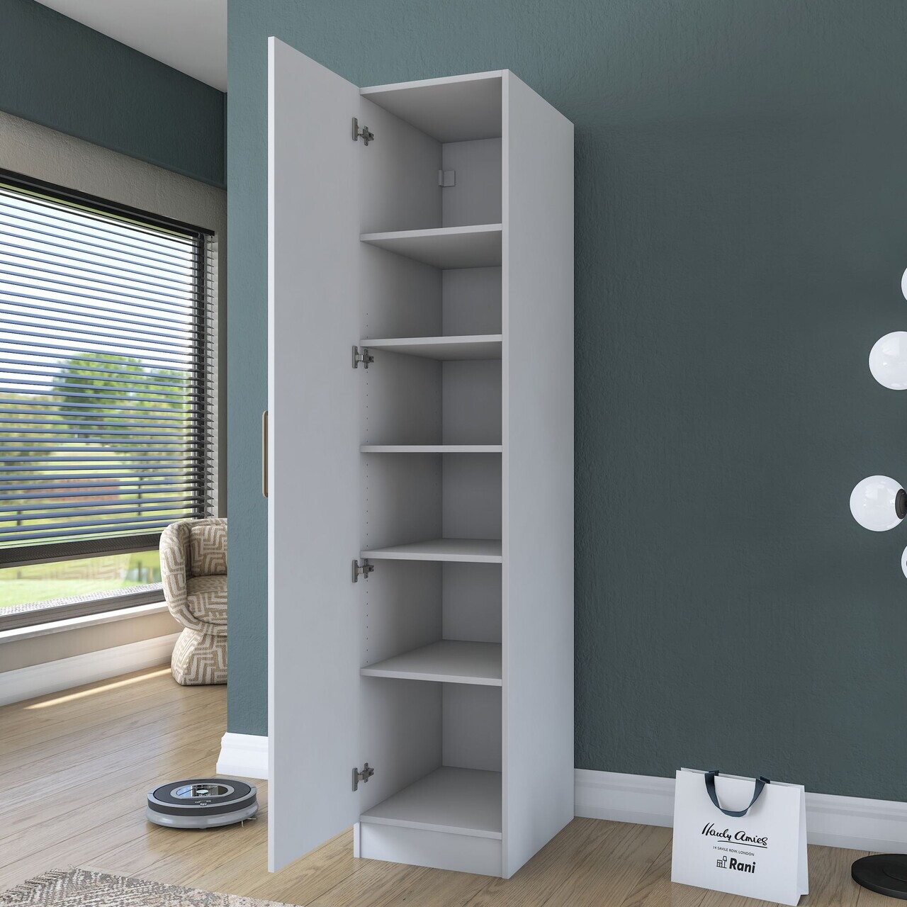 Dulap pentru haine, Hanah Home, BA204, 45x210x45 cm, PAL melaminat, Alb - view 4