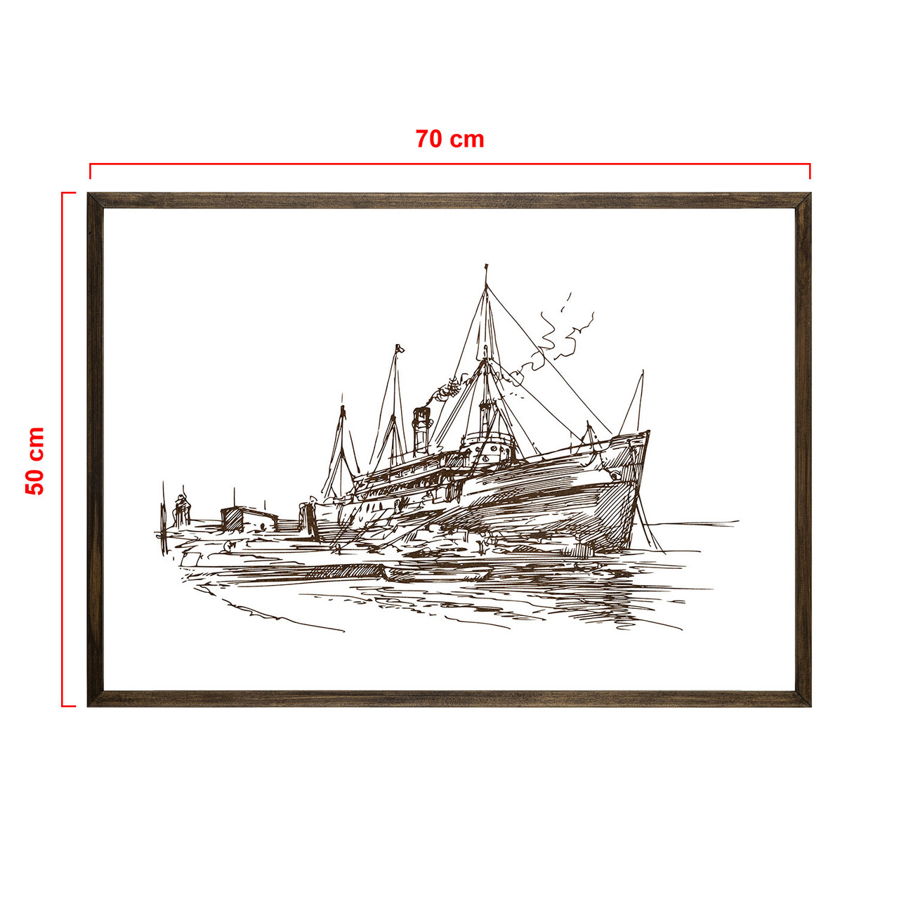 Tablou decorativ, TD134, Lemn, Desenat manual, Natural