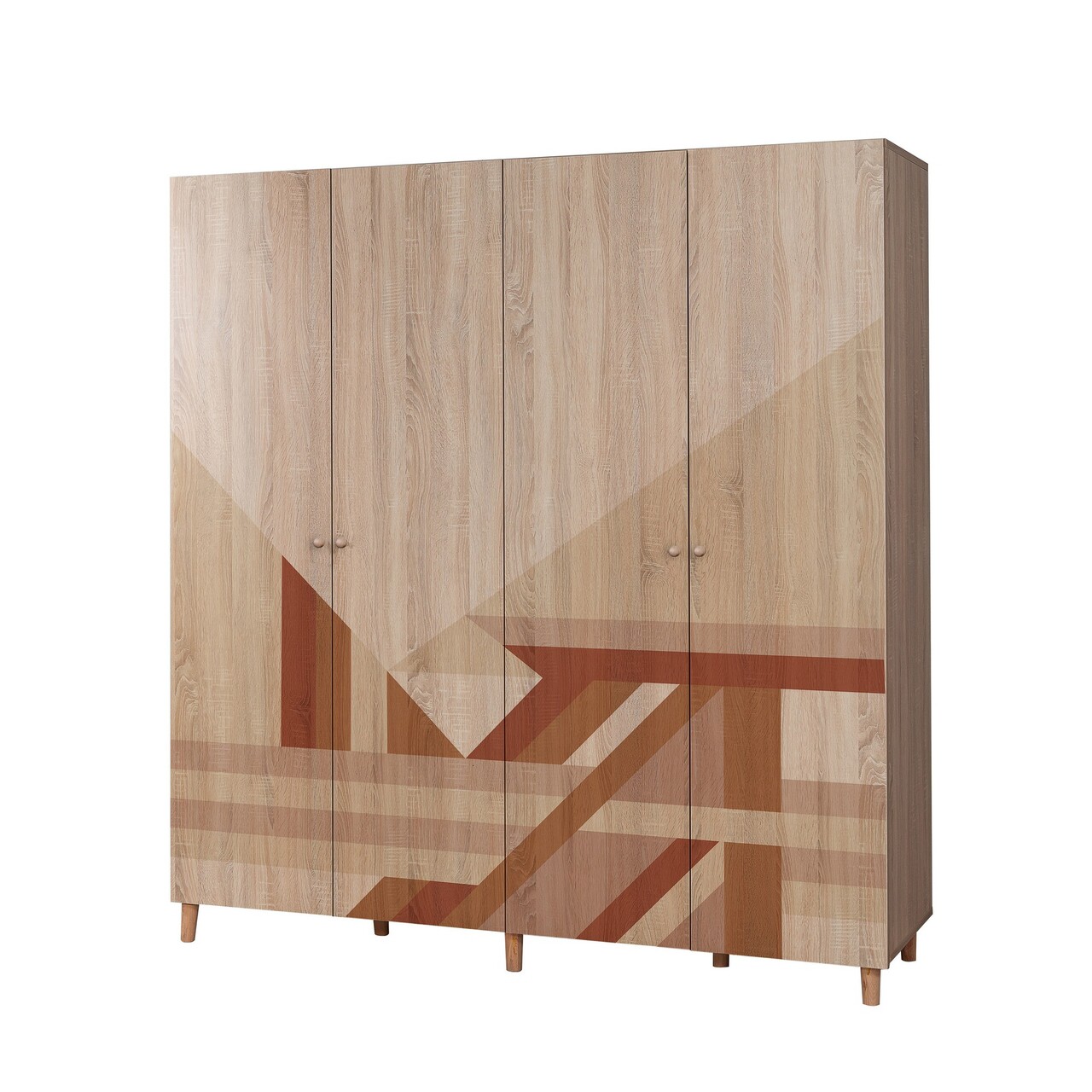 Dulap pentru haine, Vella, Loni 4 -910, 180x192x52 cm, PAL, Sonomo - 2 | YEO