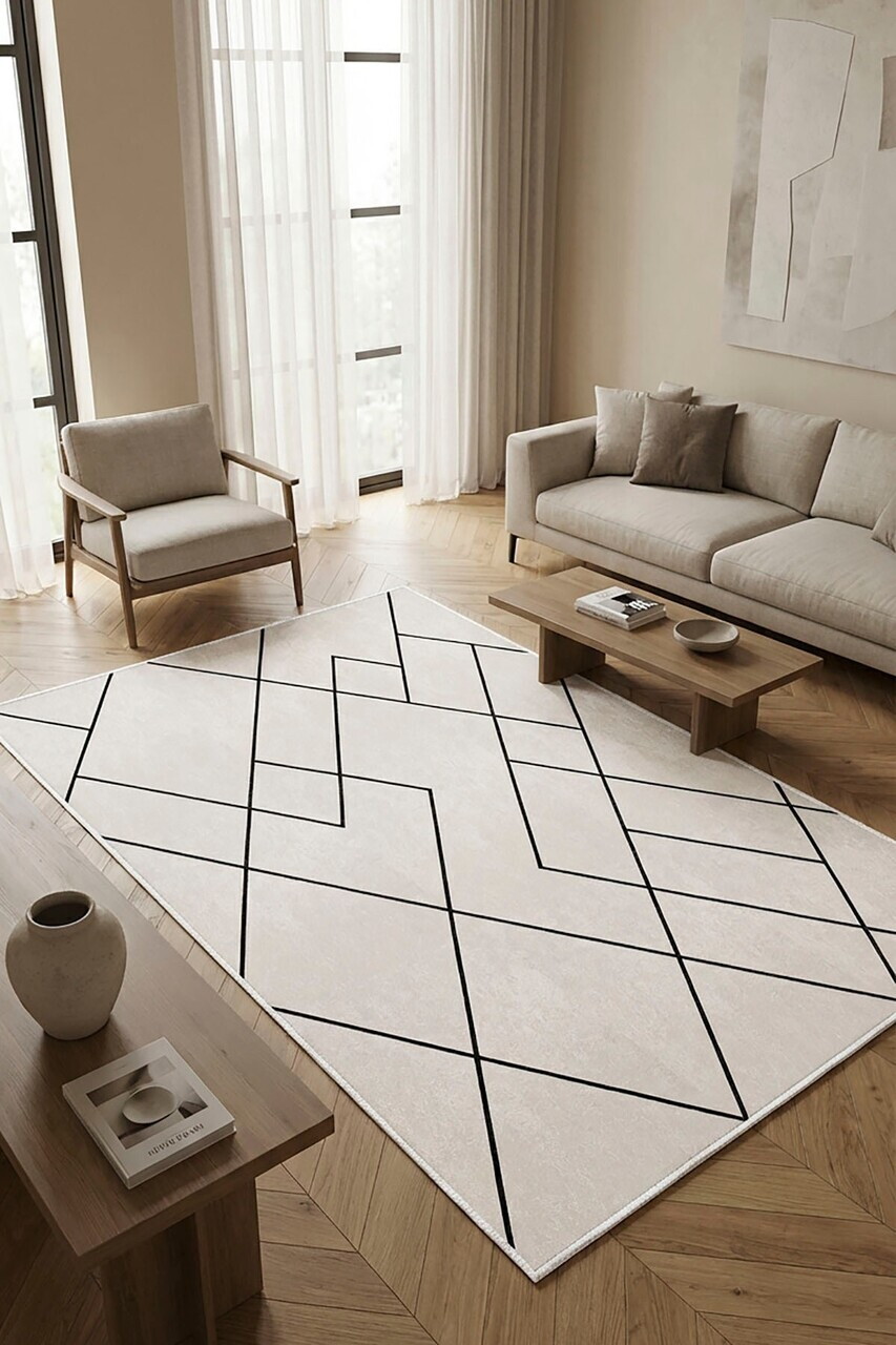 Covor, CLR-0000581-002, 100x250 cm, Poliester, Alb — imaginea 2