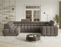 Coltar extensibil stanga 3 locuri ELTAP, LT-20ROY, Fectory, 346x205x93 cm, lemn/poliester, maro