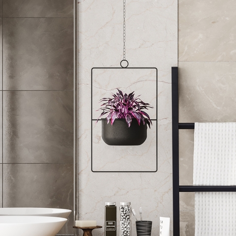 Ghiveci, Parapet, 25x40x17 cm, Metal, Negru