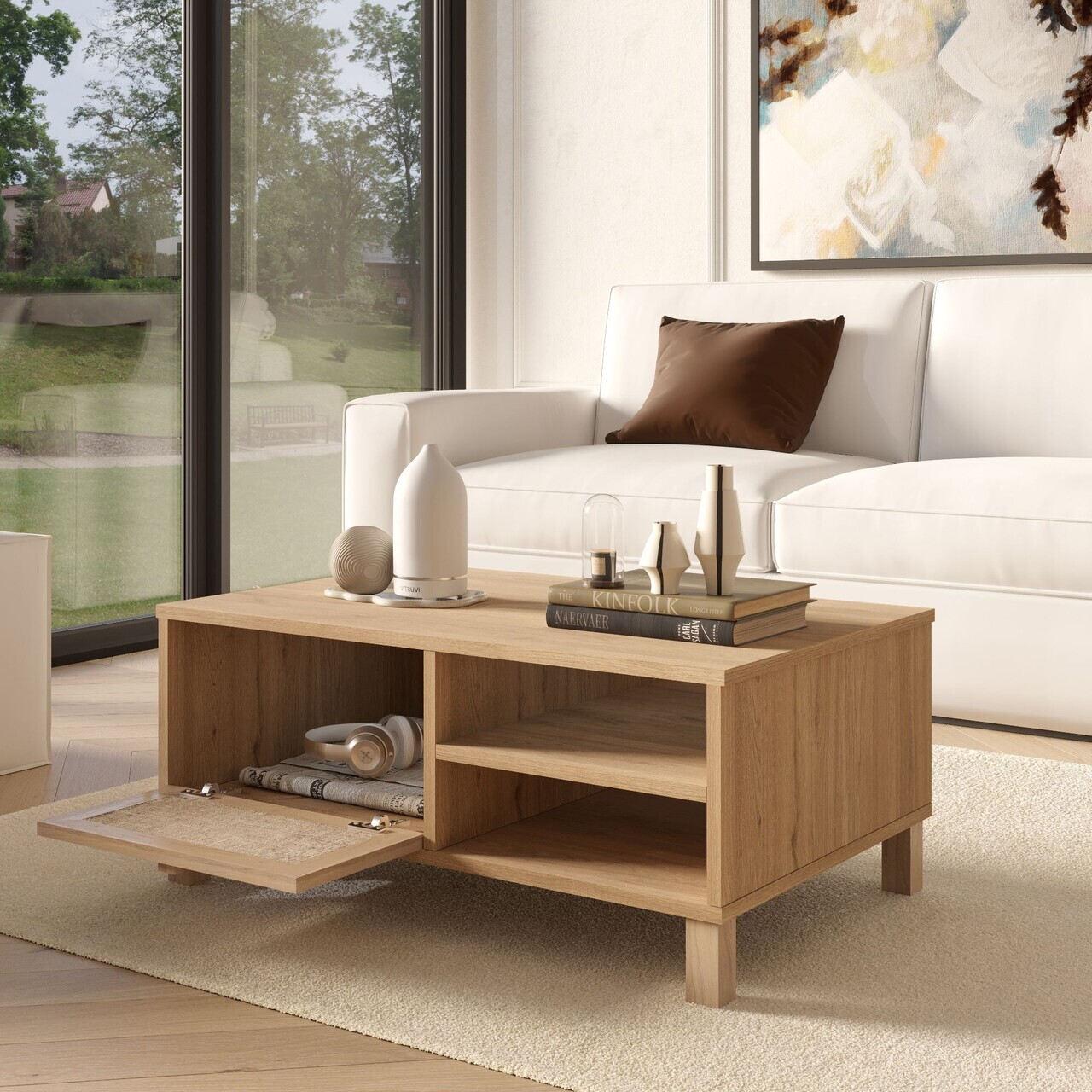 Masuta de cafea, Hanah Home, Dune, 90x38.6x60 cm, PAL, Stejar — imaginea 5