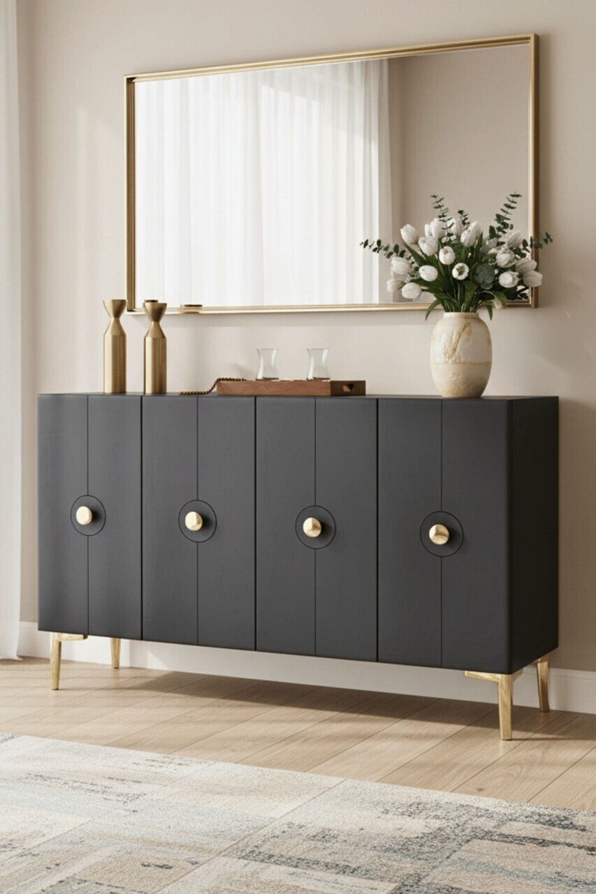 Consola, Hanah Home, Enlem 120, 120x75x32 cm, Antracit — imaginea 2