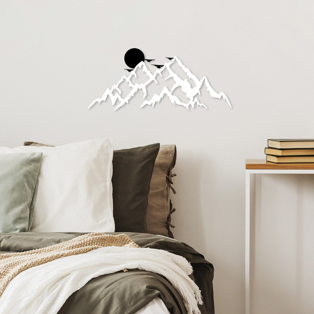 Decoratiune de perete, Full Mount And Mountain, Dimensiuni: 59 x 25 cm, Alb/Negru — imaginea 3