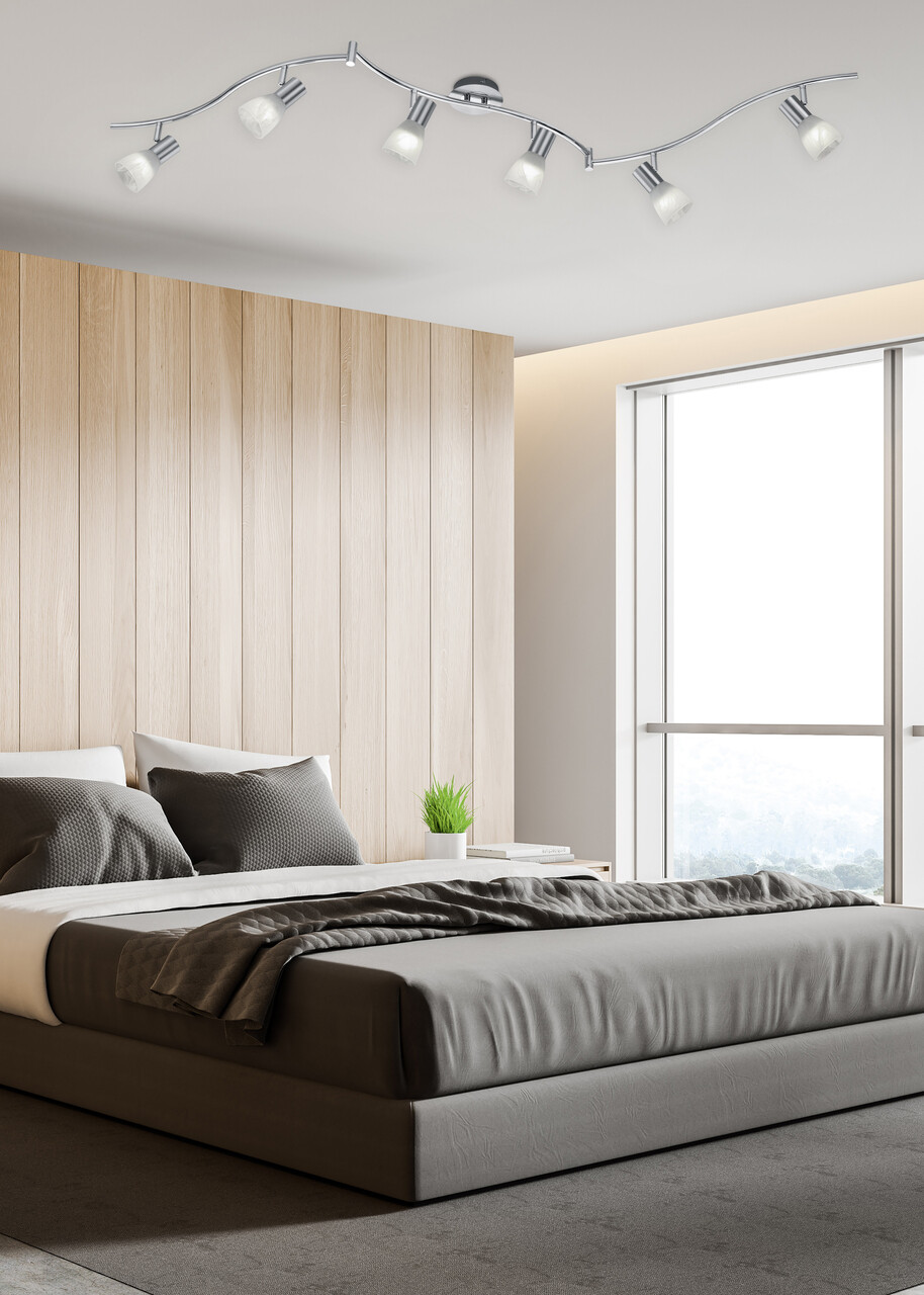 Plafoniera Levisto, TRIO, 180x11x21 cm, 4.9W, 6x E14, metal, bronz mat/alb