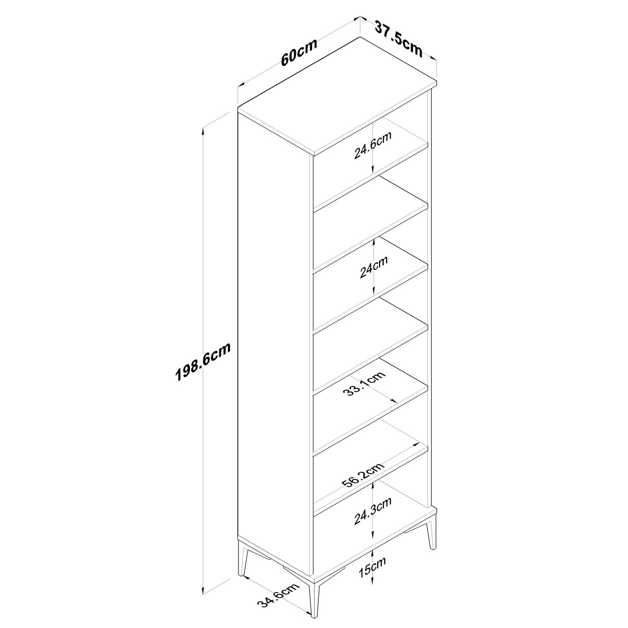 Dulap multifunctional, Rani, JE102, 60x198.6x37.5 cm, PAL, Nuc/Alb