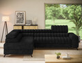 Coltar extensibil stanga 5 locuri ELTAP, LT-06AU, Kanedo, 269x204x86 cm, lemn/poliester, negru