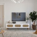 Comoda TV, Odessa, Elena, 180x42.6x31.4 cm, Alb / Ratan