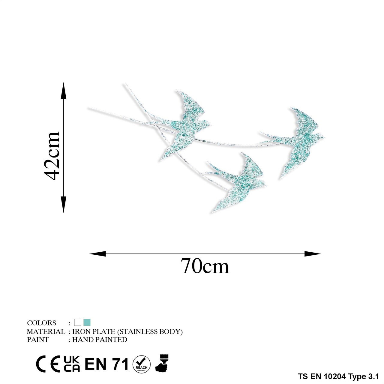 Decoratiune de perete, Wallow 4, Dimensiune: 42 x 70 cm, Multicolor - view 7