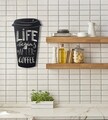 Decoratiune de perete, Coffee Cup, Metal, Dimensiune: 50 x 30 cm, Negru