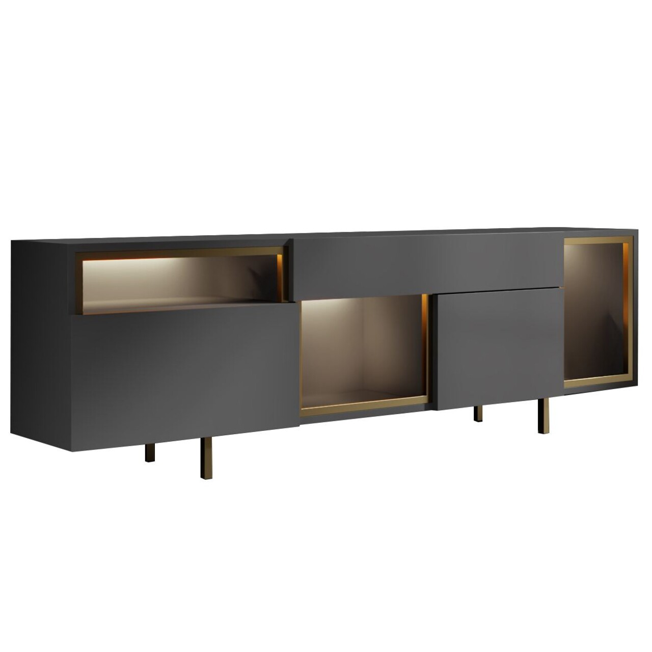 Comoda TV, Hanah Home, Norm, 180x55x32 cm, Antracit / Aur - view 6