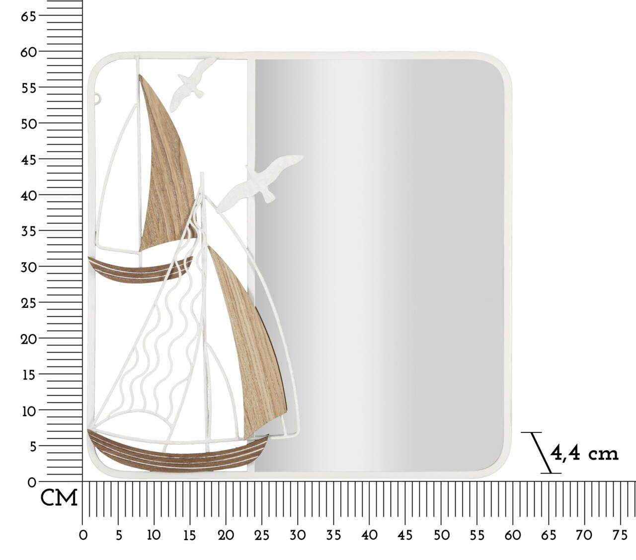 Oglinda de perete Adriatic, Mauro Ferretti, 60x60 cm, MDF/fier, alb'maro - 1 | YEO
