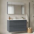 Set Dulap de Baie cu Chiuvetă și Oglindă (2 Piese), Hanah Home, Nuvola 100 v2, Antracit