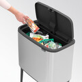 Cos de gunoi cu soft touch, Brabantia, Bo Touch Matt Fingerprint Proof, 3x11 L, 31.2x54x68 cm, otel, argintiu