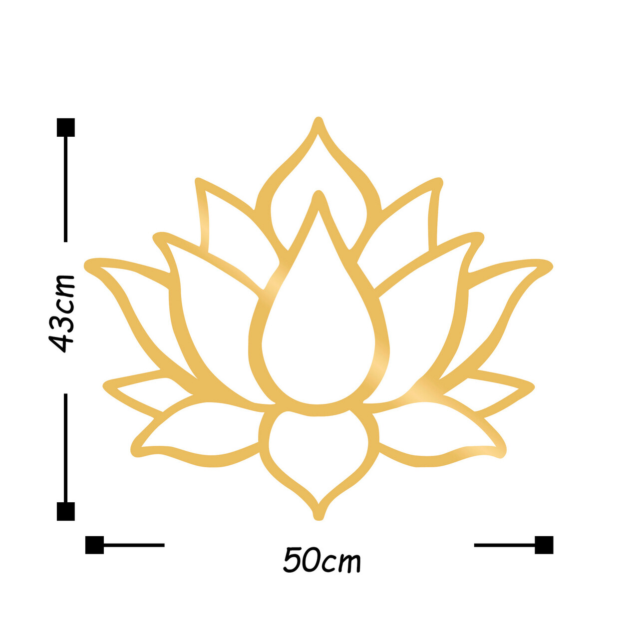 Decoratiune de perete, Lotus Flower 1, Metal, Dimensiune: 50 x 43 cm, Auriu