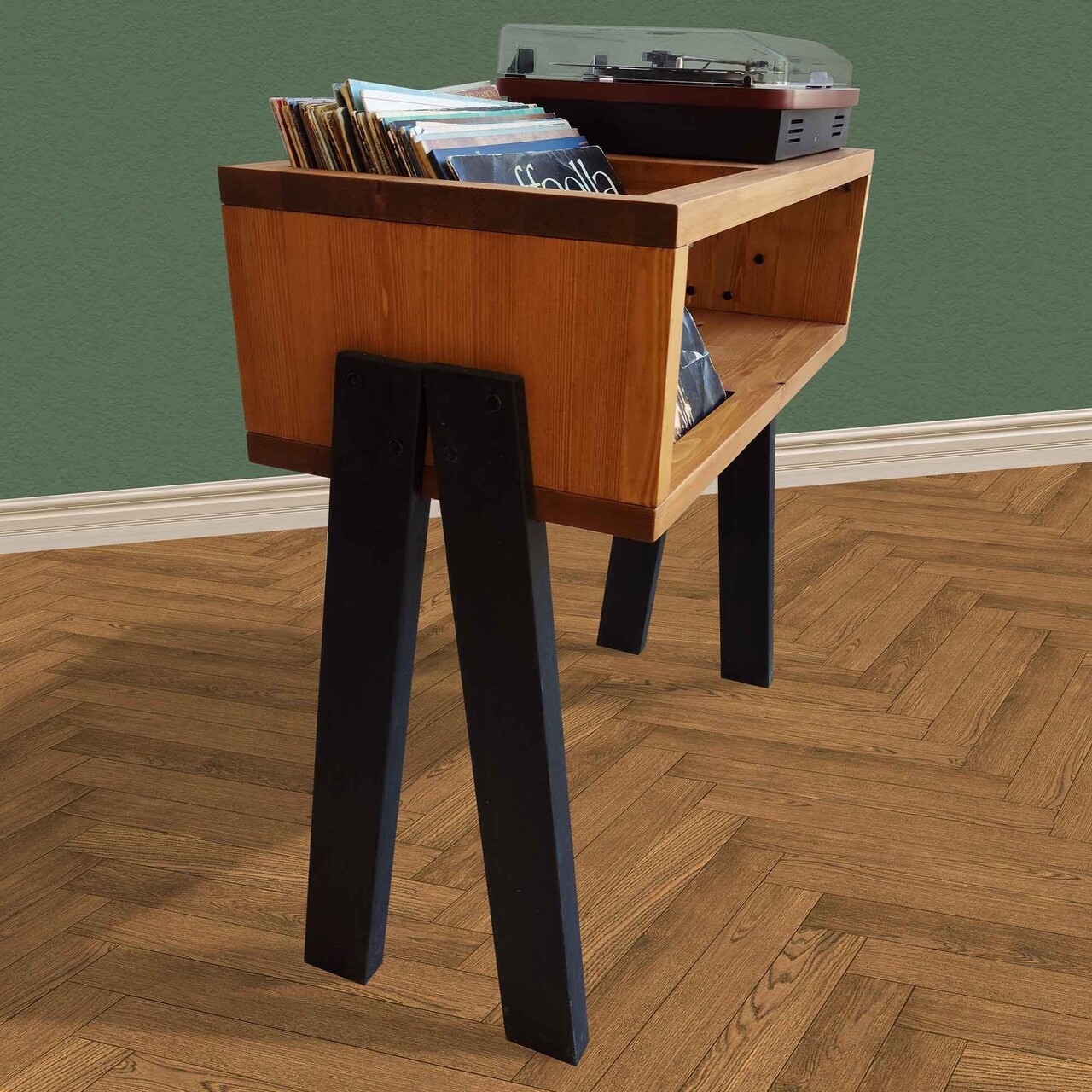 Suport pentru pick-up, Hanah Home, CPT2012-80, 80x85x40 cm, Lemn, Teak / Negru - view 2