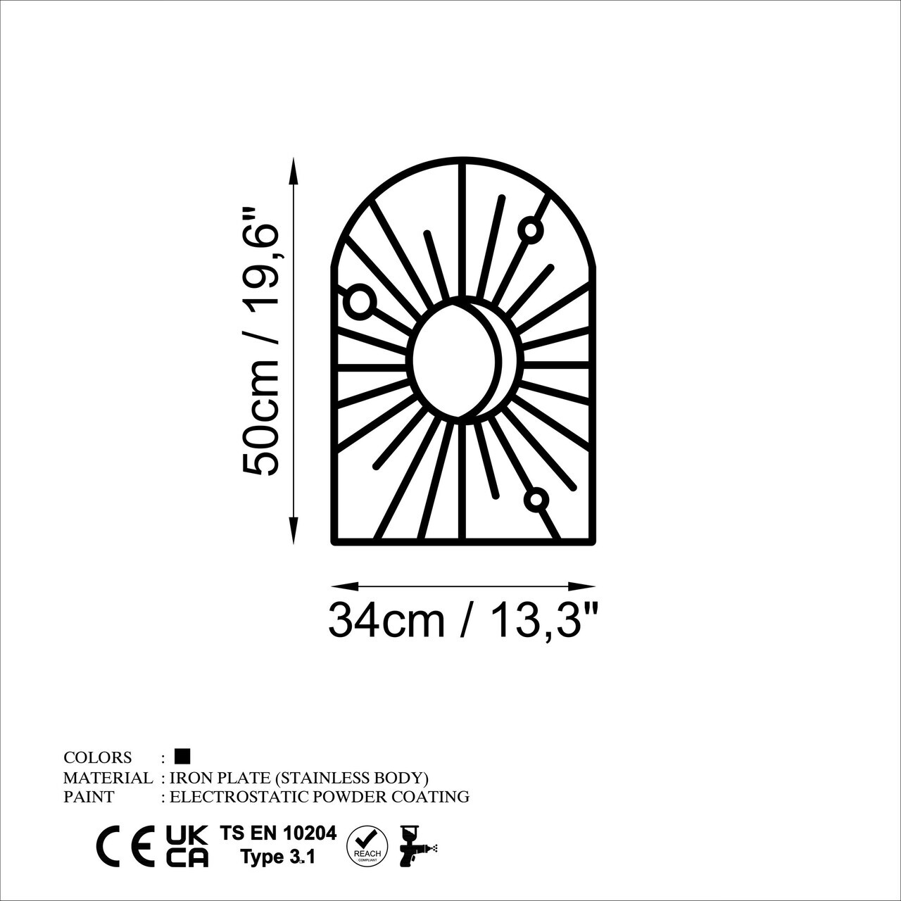 Decoratiune de perete, Window And Crescent, Dimensiune: 50 x 34 cm, Negru — imaginea 6