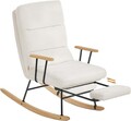 Scaun balansoar reglabil in 4 pozitii, Songmics, max 160 kg, poliester/otel/lemn de cauciuc, crem