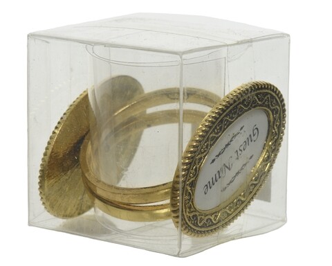 Set 2 inele pentru servetele, decoris, 3x4.5 cm, metal, auriu