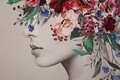 Tablou, Mauro Ferretti, Lady Flower - B, 80 x 2.8 x 120 cm, lemn de pin/panza, multicolor