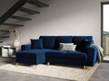Coltar extensibil reversibil 4 locuri, Moghan, Micadoni Home, GL, 241x145x88 cm, catifea, albastru regal