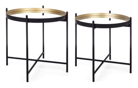 Set 2 masute de cafea nucleos, bizzotto, Ø59 x 61 cm, otel/oglinda