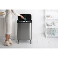 Cos de gunoi cu soft touch, Brabantia, Bo Touch Matt Fingerprint Proof, 60 L, 31.2x54.5x81.5 cm, otel, argintiu