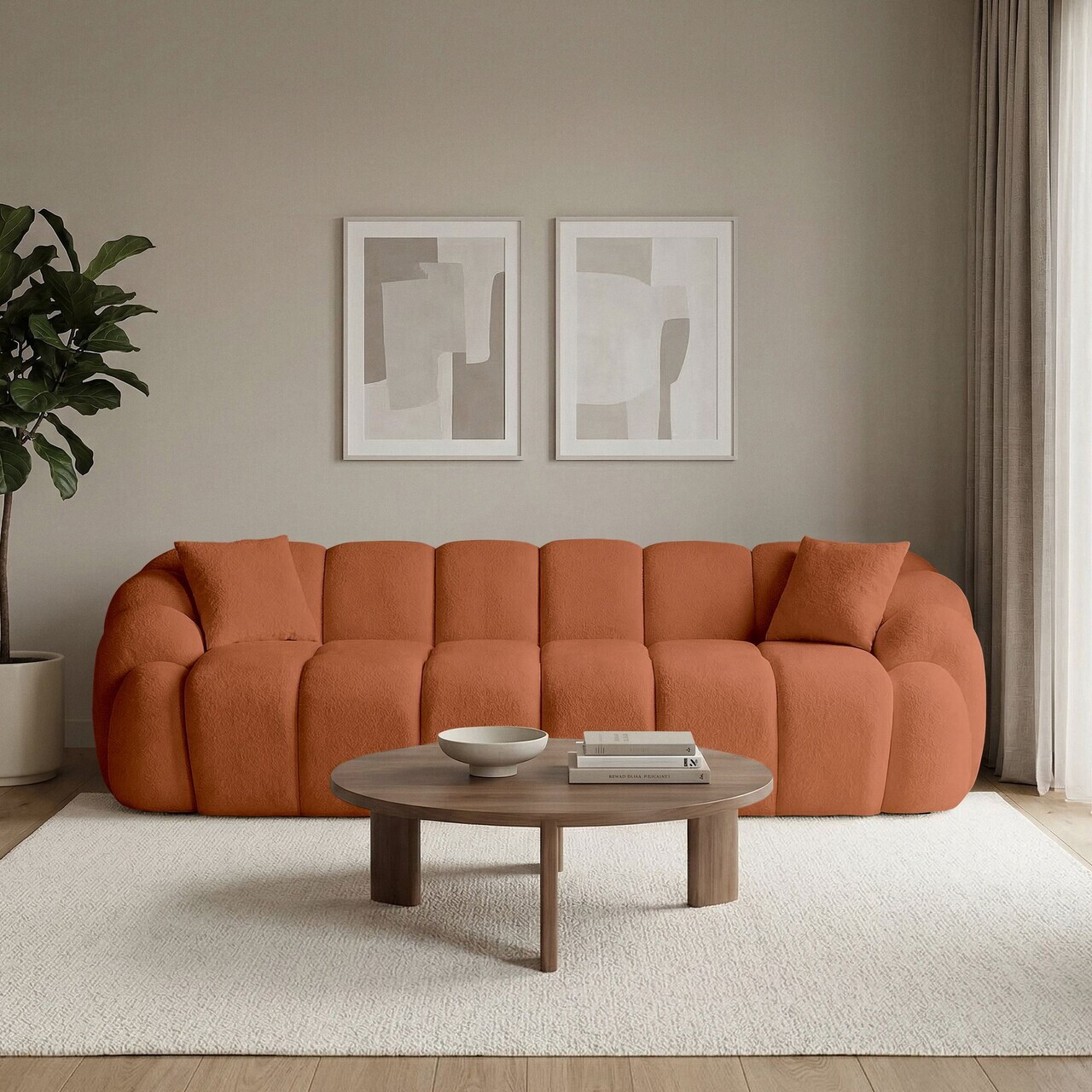 Canapea cu 4 locuri, Atelier del Sofa, 752EST2303, Lemn de carpen/PAL melaminat, Caramiziu - view 2