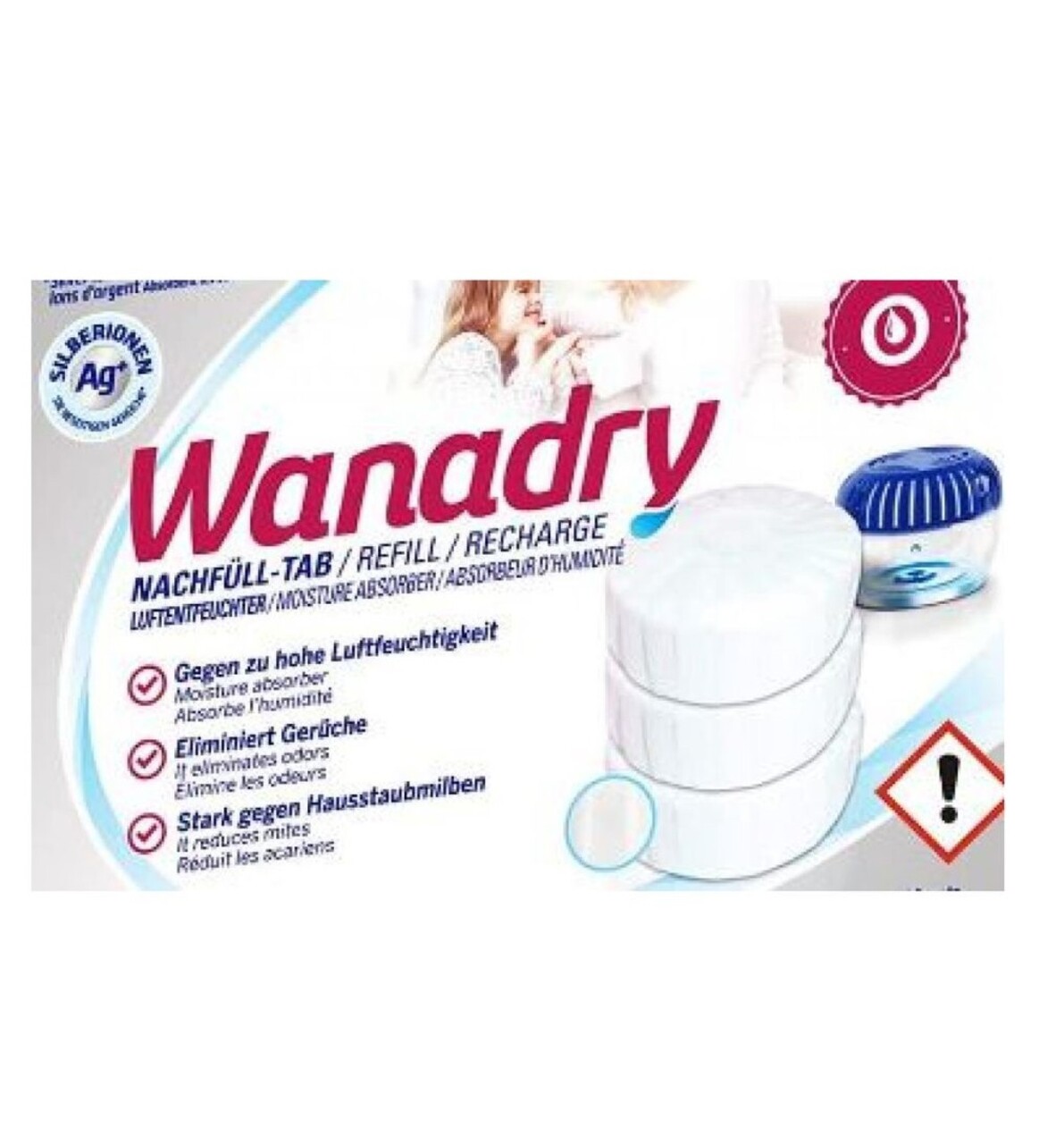 Absorbant de umiditate pentru 1an, aparat + 3 tablete x 450 g, Wanadry