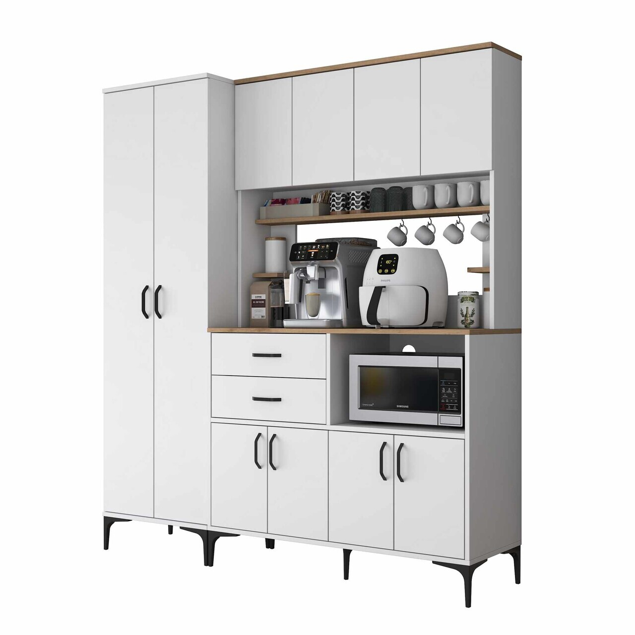 Dulap multifunctional, Hanah Home, JE270, 180x204.2x45 cm, Alb/Maro — imaginea 7