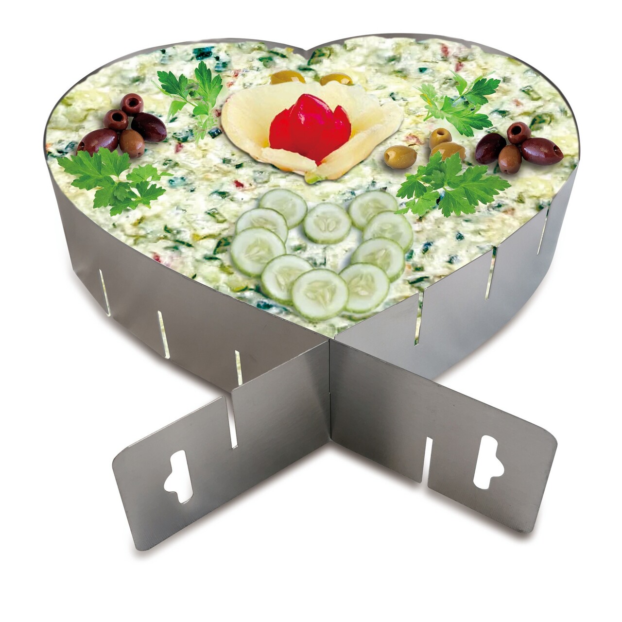 Forma reglabila tort, inima,  inox, 15/28x5cm - Zokura - view 3