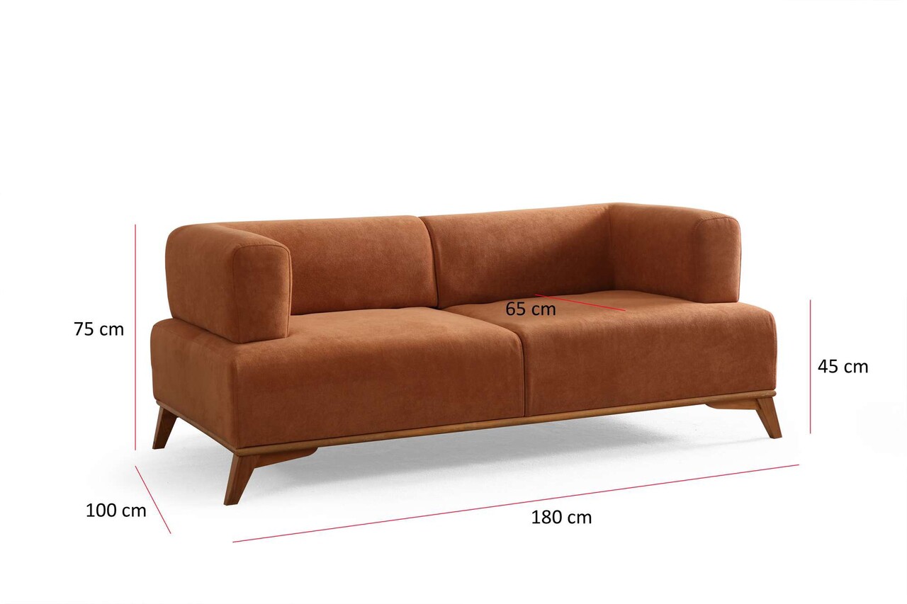 Canapea 2 locuri, Atelier del Sofa, 560ARE5209, Cadru: Lemn și PAL, Portocaliu