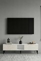 Comoda TV, Hanah Home, Didema 150, 150x40.5x30 cm, Alb / Travertin