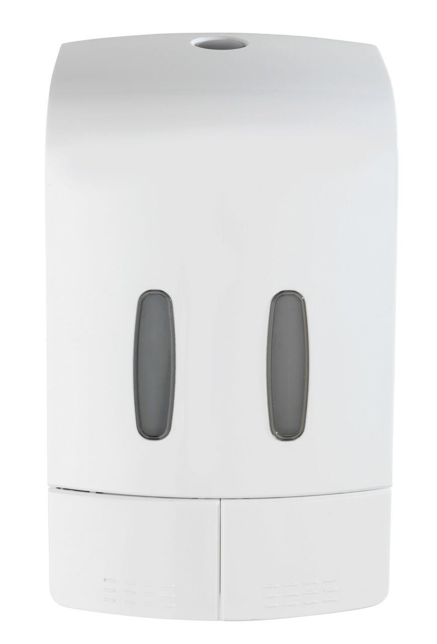 Dozator sapun lichid si dezinfectant, Wenko, 2 Chamber, 14.5 x 9 x 24 cm, 480 ml, plastic, alb/gri - view 2