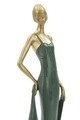 Decoratiune Woman Casino, Mauro Ferretti, 24 cm, polirasina, verde/auriu
