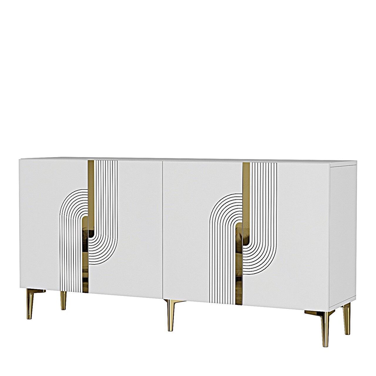 Consola, Hanah Home, Meyra 150, 150x75x32 cm, PAL , Alb/Auriu - view 4