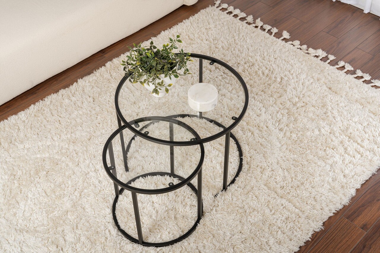 Set masute de cafea, Hanah Home, Black-Transparent-60-42, Negru - view 4