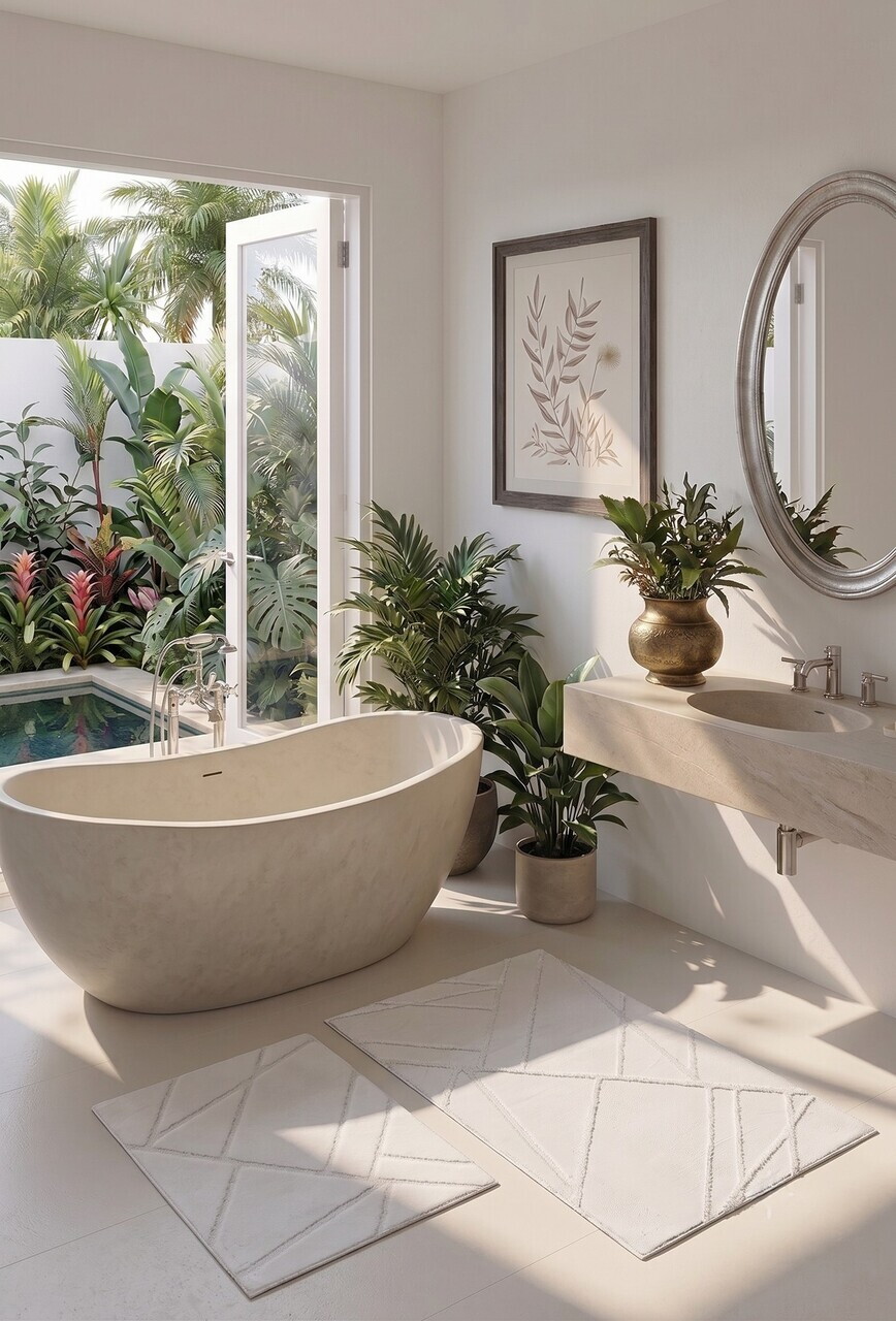 Set covorase de baie, L'essentiel Maison, Ista, Ecru — imaginea 2