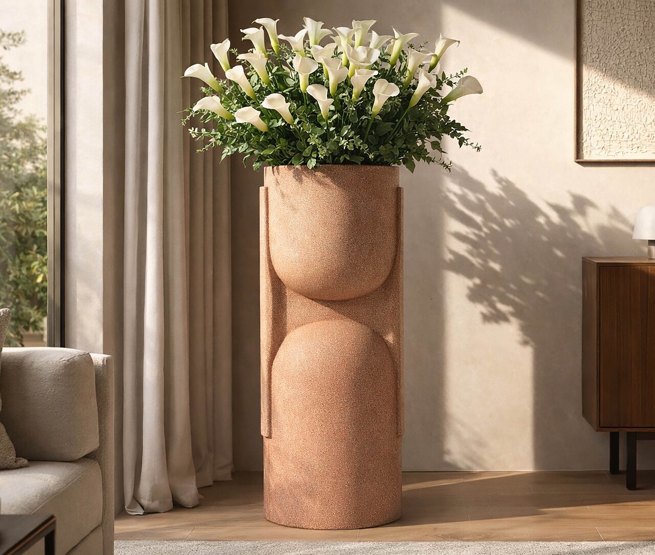 Vaza decorativa, Mauro Ferretti, Nui Outdoor, 38x36x91 cm, polirasina, rosu - view 2
