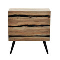 Comoda cu 3 sertare Imena, Pakoworld, 80x38x86.5 cm, lemn masiv/metal, natural/negru