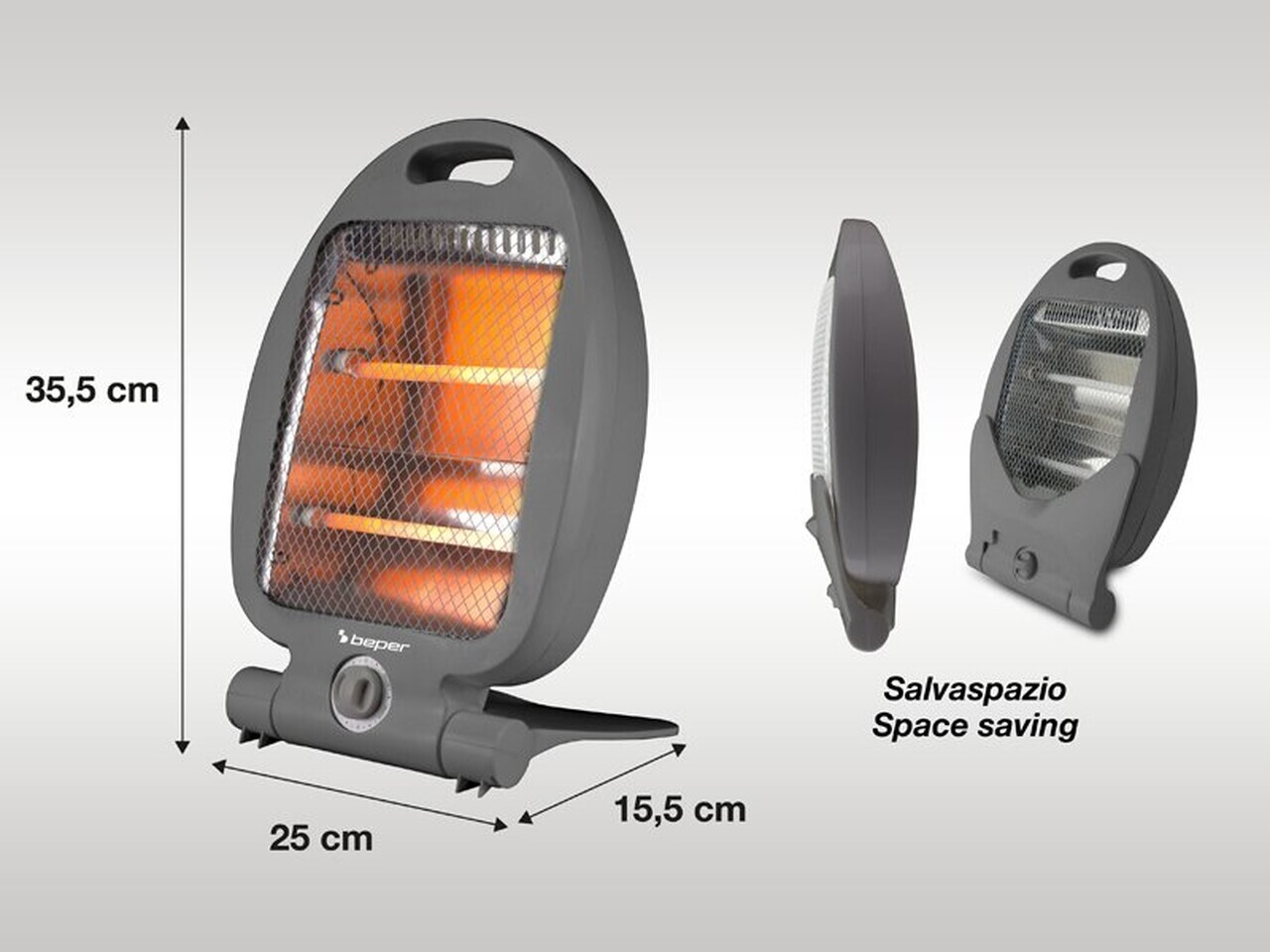 Aeroterma Beper, 25x15.5x35.5 cm, 800W, ABS, gri — imaginea 6