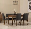 Set masă și scaune extensibile (6 bucăți), Vella, Vina, Nuc / Antracit