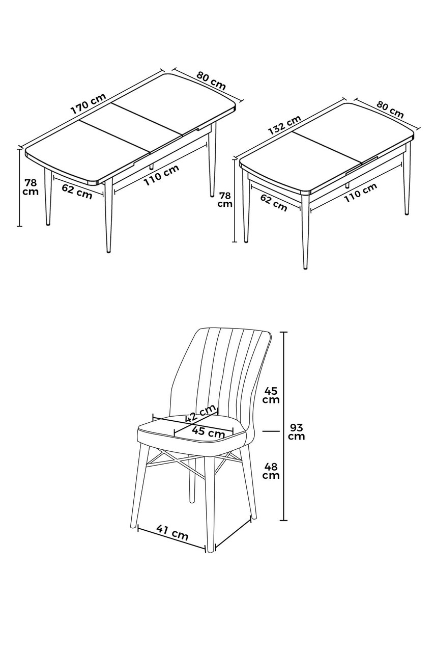 Set masa extensibila si scaune, Hanah Home, Eva, Marmură neagră / Kaki - imagine 3