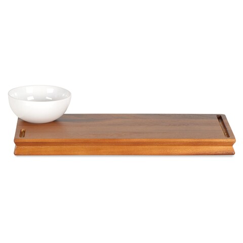 Platou chip n dip, tuscan, 40 x 16.5 x 3 cm, lemn de salcam, natural