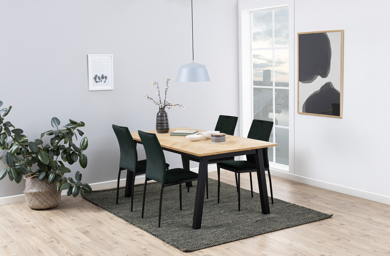 Scaun Demina, Actona, 43.5x53x92 cm, catifea/otel, verde inchis - view 8