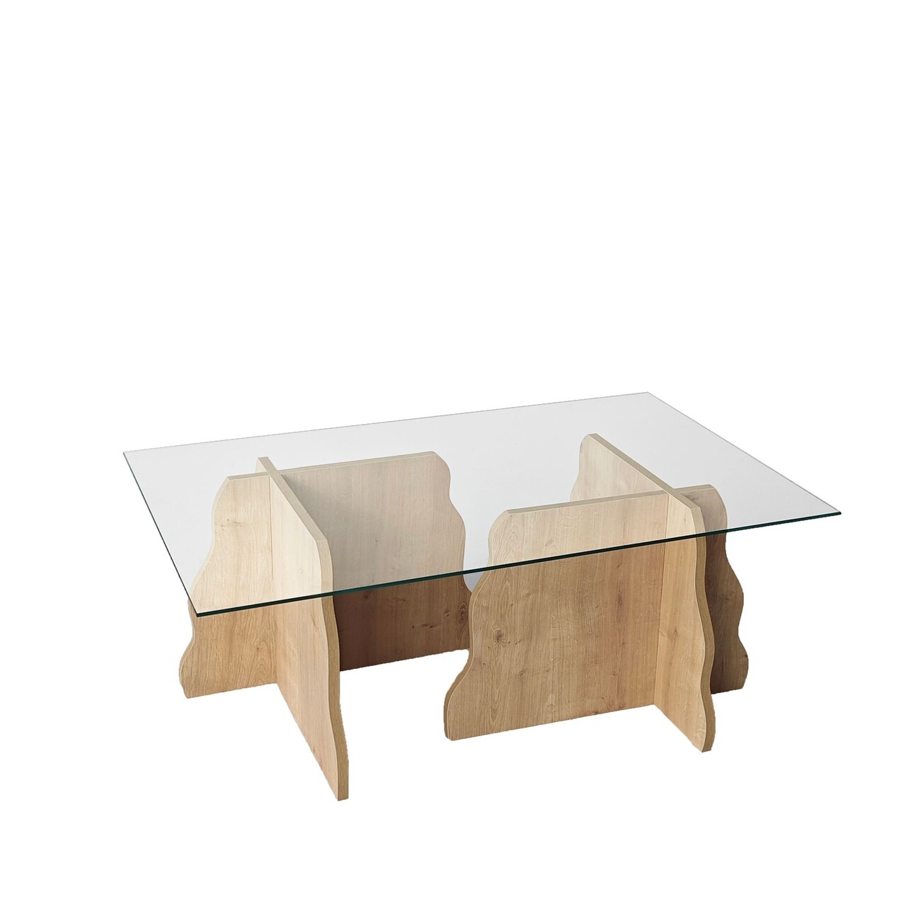 Masuta de cafea, Hanah Home, Canyon, 105x40x65 cm, Stejar Safir / Transparent - view 10
