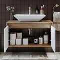 Dulap de baie cu chiuvetă, Hanah Home, 1751, 85x58x45 cm, MDF-LAM, Pin Atlantic / Alb Mat