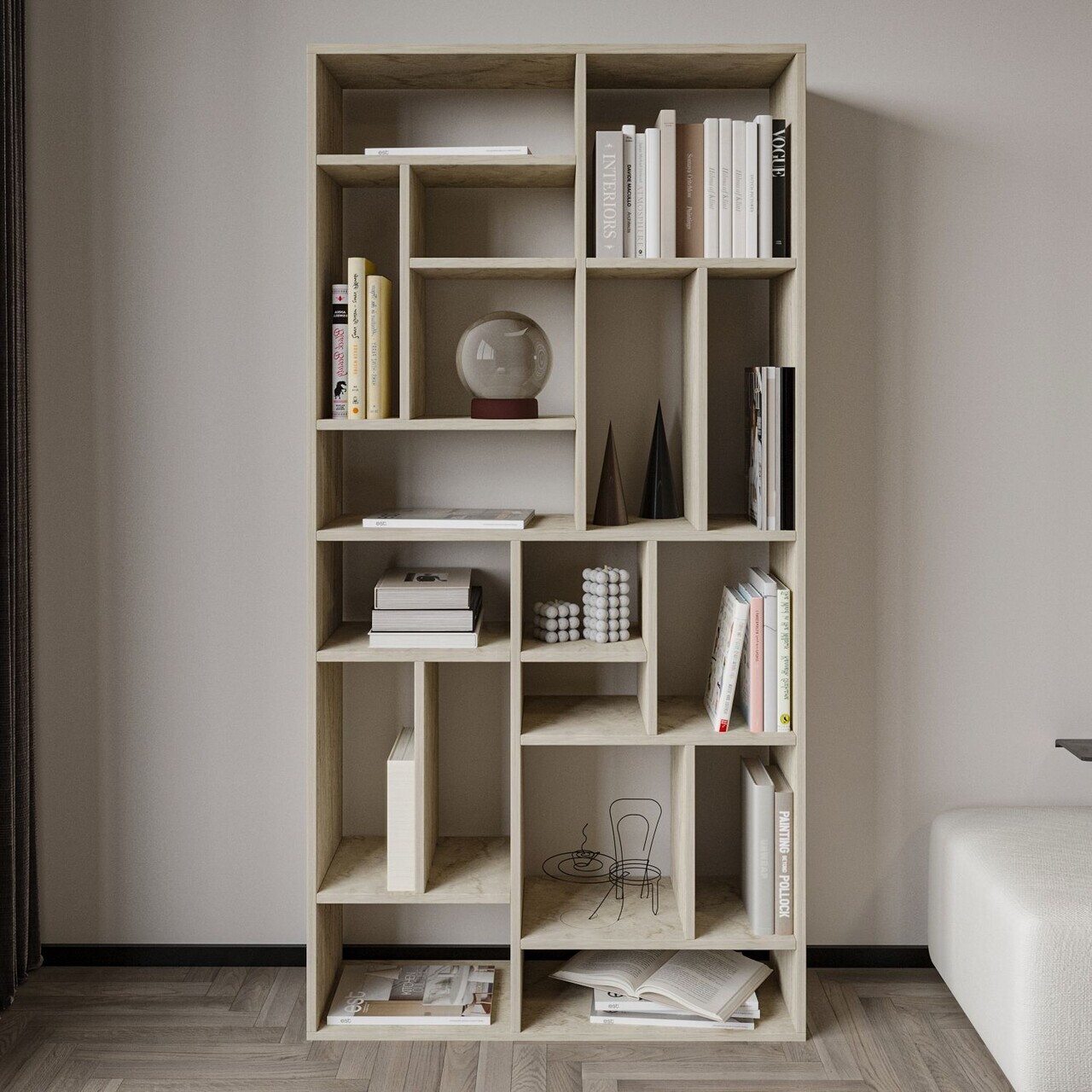 Corp biblioteca Hanah Home Nicola 90x180x30 cm PAL Travertin